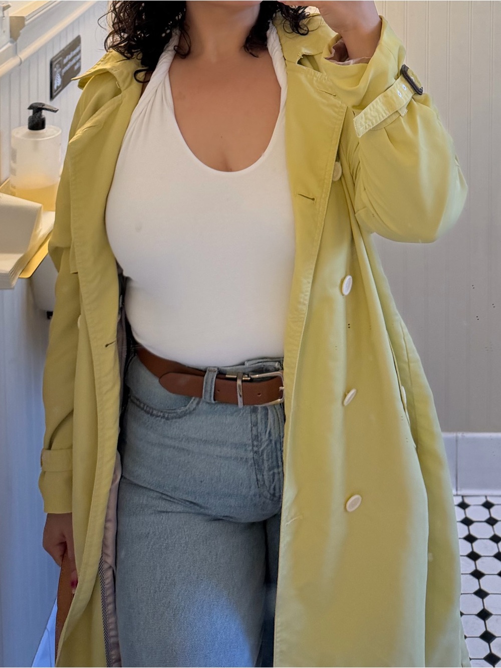 J. Crew Pale Yellow Double-Breasted Trench Coat
